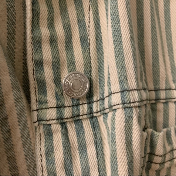 Free People We The Free Opal Swing Railroad Jacket Denim Jean Striped Cream XS - Picture 6 of 11